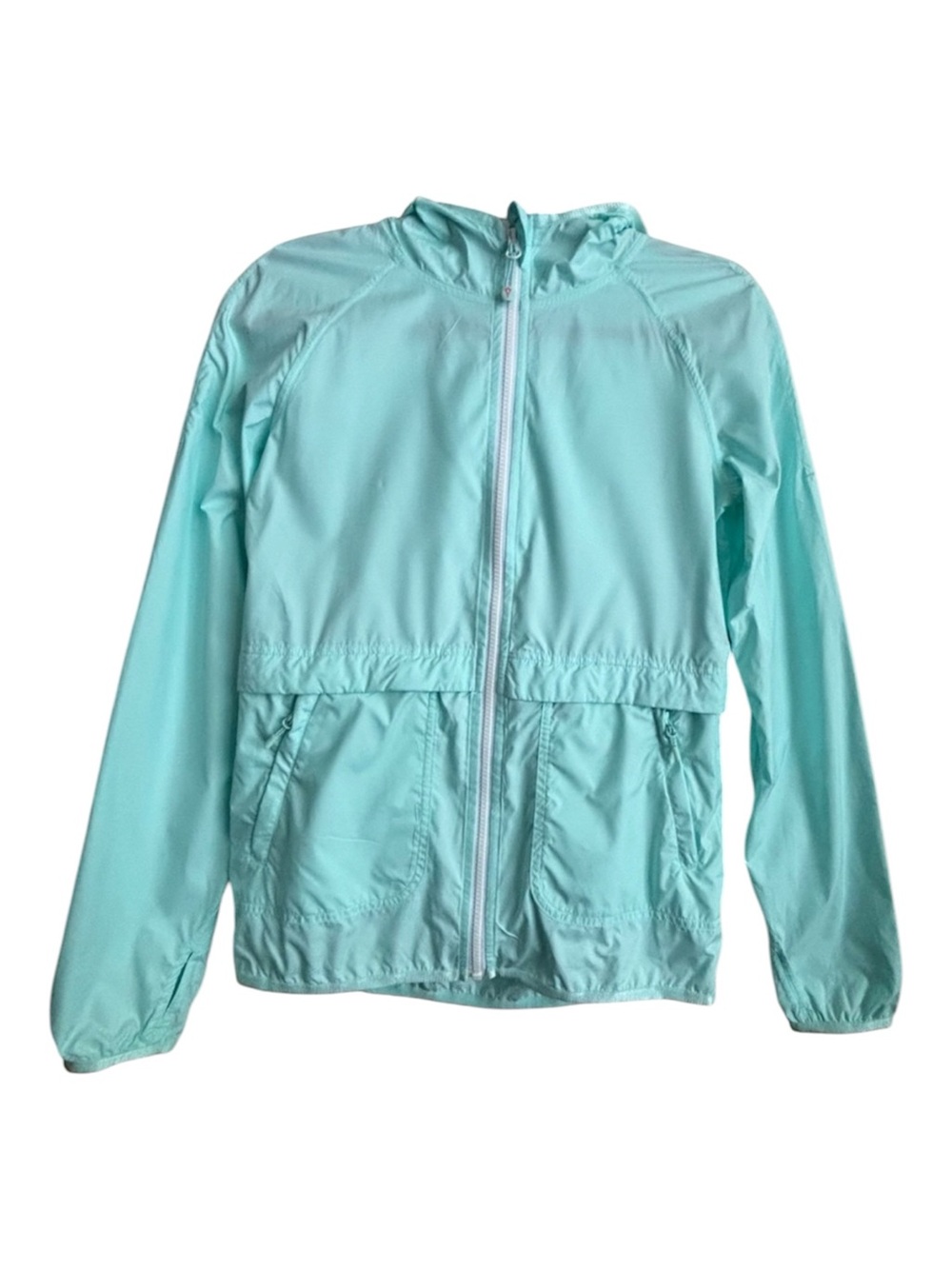 Ivivva Lululemon Sz 14 Hooded Windbreaker Jacket Aqua